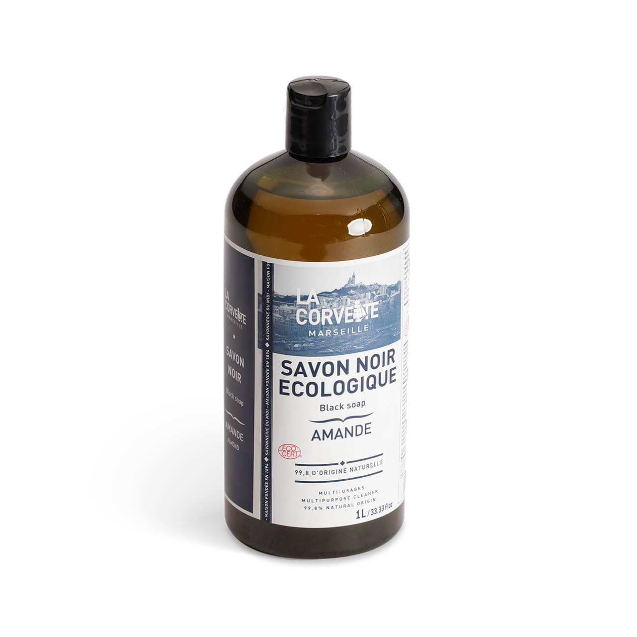 Savon noir à l'huile de lin Amande 1L - Ecodétergent – Rampal Latour